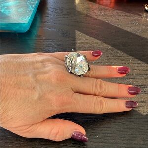 Elegant Silver Crystal Statement Ring